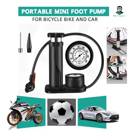 Foot pump with manometer for air pressure