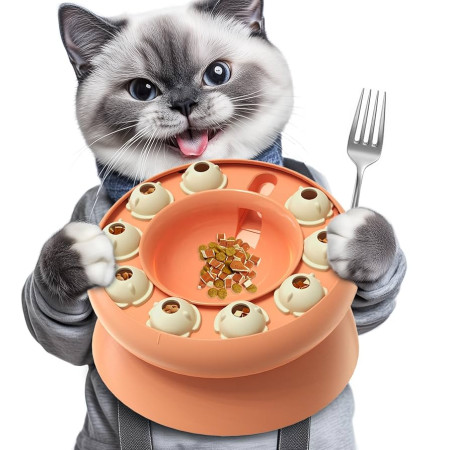 Cat Interactive Puzzle Bowl Fun Toy for Indoor Cats Mental Stimulation