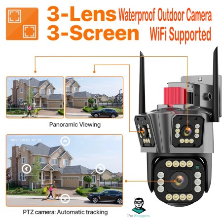 3 lens 3 Screen Wifi IP Camera Waterproof ১ মাস ওয়ারেন্টি ৭ দিন গ্যারান্টি